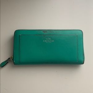 teal coach wallet
